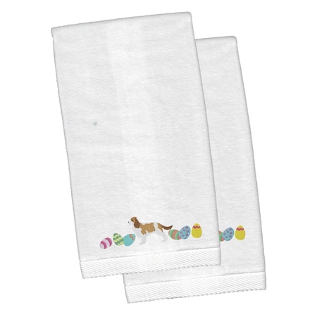 Carolines Treasures Cavalier Spaniel Easter White Embroidered Plush Hand Towel, 2PK CK1622KTEMB